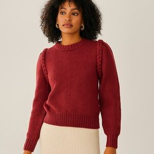 Top Notch Knits 100% Wool Hand-Knit Sweater Women’s Small Burgundy Vintage